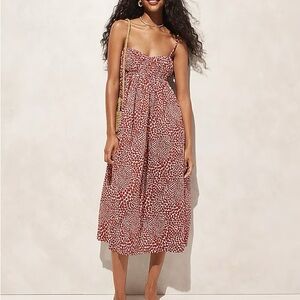 Empire-waist midi dress in strawberry swirl print (new with tag)